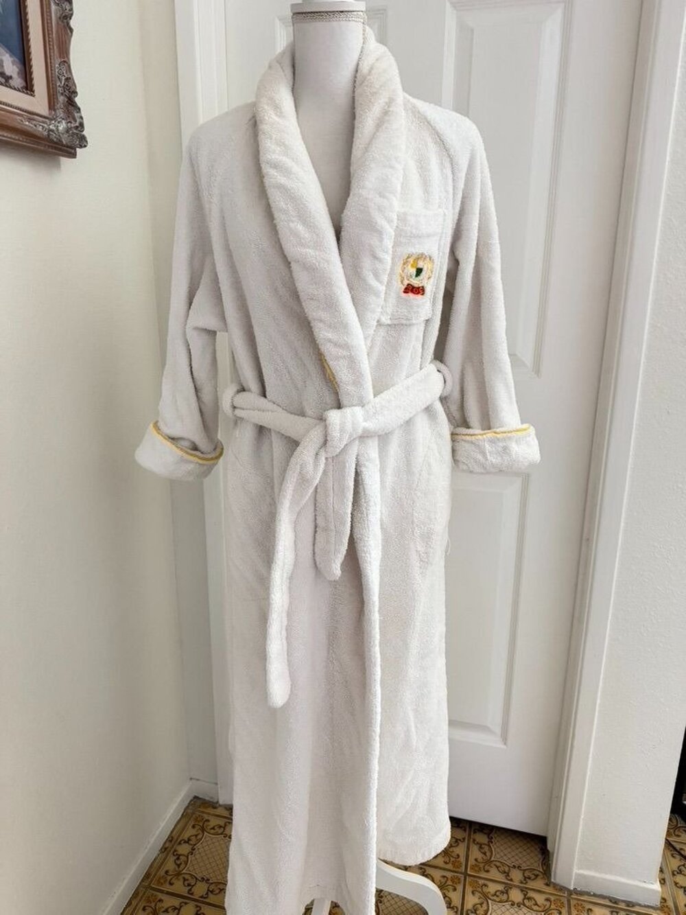 Vintage Saks Fifth Avenue Terry Cloth Bathrobe 80's Spa Relax As Is Size Small